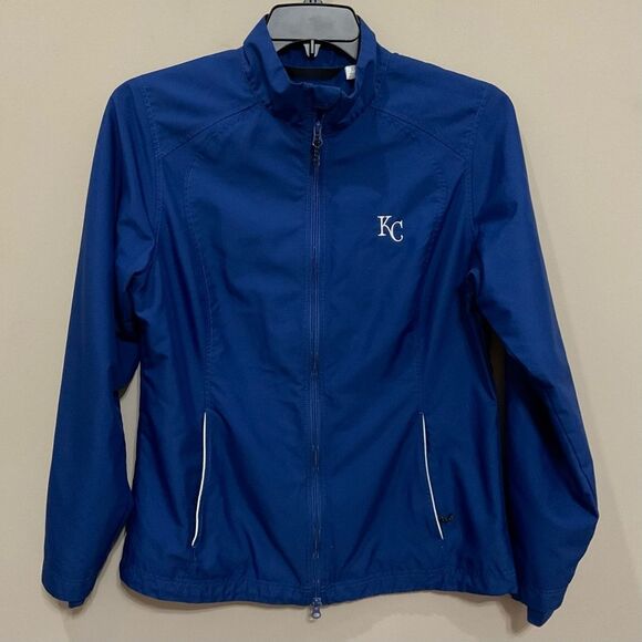 Kansas City Royals Blue Jacket Womens Sz L Cutter and Buck Beacon Light Weight - Picture 2 of 8